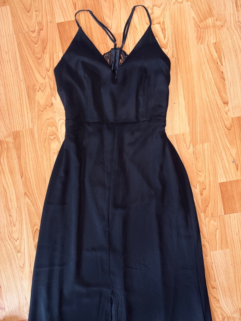 Lulu's Black Strapless-Look Lace-Trim Maxi Dress